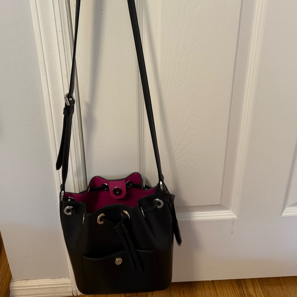 Michael Kors Black Crossbody Bag with Pink Interior